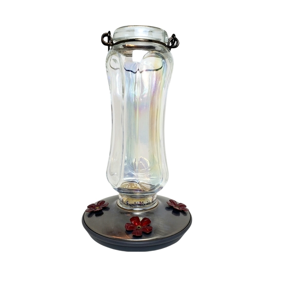 Irridecent Glass and Metal Hanging Hummingbird Feeder - Picture 16 of 16